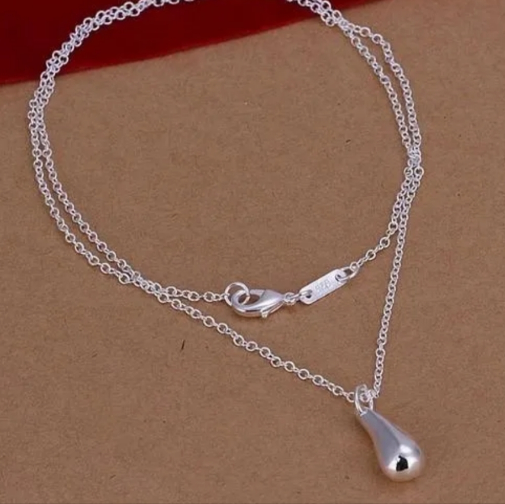 925 Sterling Silver Waterdrop Jewelry Set Bracelet Necklace Earrings Ring - Picture 5 of 16